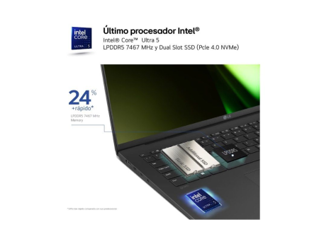 Portátil LG Gram 16Z90S-G.AD7BB Intel Core Ultra 7-155H/ 32GB/ 2TB SSD/ 16'/ Win11