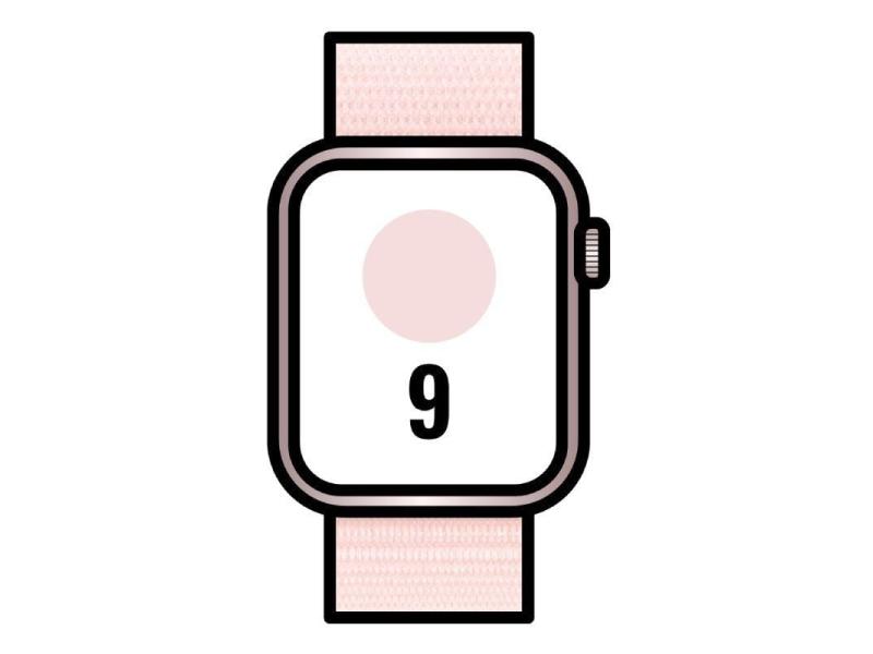 Apple Watch Series 9/ GPS/ 45mm/ Caja de Aluminio Rosa/ Correa Deportiva Loop Rosa Claro