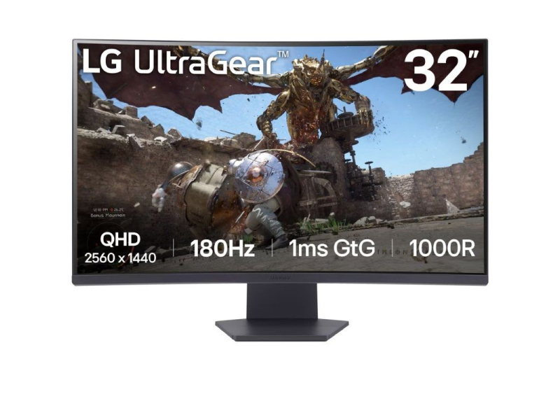 Monitor Gaming Curvo LG UltraGear 32GS60QC-B 31.5'/ QHD/ 1ms/ 180Hz/ VA/ Negro