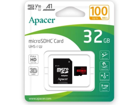 Tarjeta de Memoria Apacer 32GB microSD HC UHS 1 con Adaptador/ Clase 10/ 100MBs