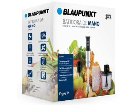 Batidora de mano Blaupunkt BP4009/ 1500W/ Capacidad 1L/ Incluye Varilla y Picadora