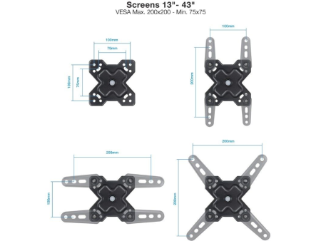 Soporte de Pared Extensible/ Giratorio/ Inclinable TooQ LP1343TN-B para TV de 13-43'/ hasta 20kg