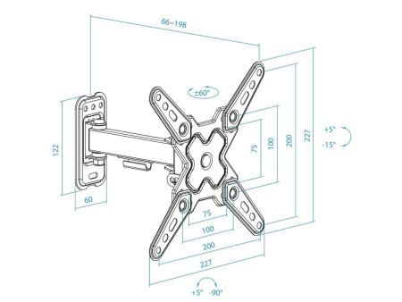 Soporte de Pared Extensible/ Giratorio/ Inclinable TooQ LP1343TN-B para TV de 13-43'/ hasta 20kg