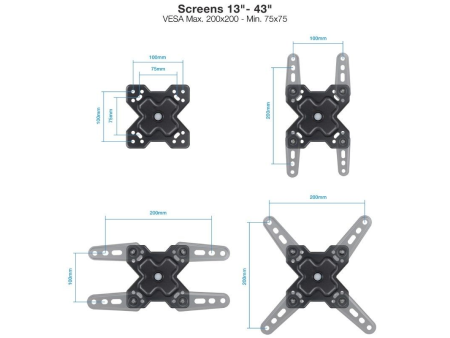 Soporte de Pared Extensible/ Giratorio/ Inclinable TooQ LP1344TN-B para TV de 13-43'/ hasta 20kg