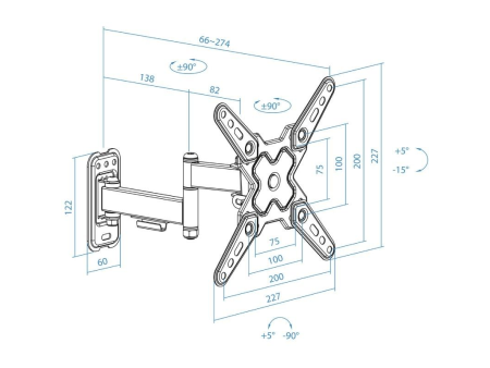 Soporte de Pared Extensible/ Giratorio/ Inclinable TooQ LP1344TN-B para TV de 13-43'/ hasta 20kg