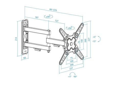 Soporte de Pared Extensible/ Giratorio/ Inclinable TooQ LP1345TN-B para TV de 13-43'/ hasta 20kg