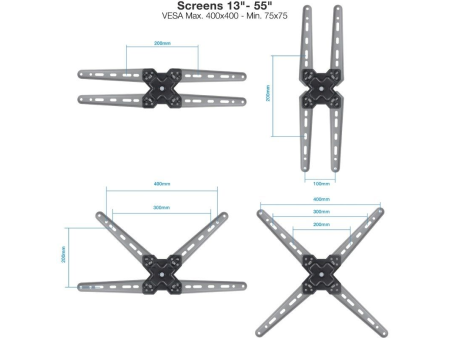 Soporte de Pared Extensible/ Giratorio/ Inclinable TooQ LP1355TN-B para TV de 13-55'/ hasta 25kg