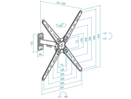 Soporte de Pared Extensible/ Giratorio/ Inclinable TooQ LP1355TN-B para TV de 13-55'/ hasta 25kg