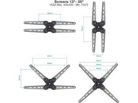 Soporte de Pared Extensible/ Giratorio/ Inclinable TooQ LP1356TN-B para TV de 13-55'/ hasta 25kg