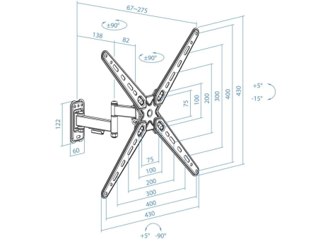 Soporte de Pared Extensible/ Giratorio/ Inclinable TooQ LP1356TN-B para TV de 13-55'/ hasta 25kg