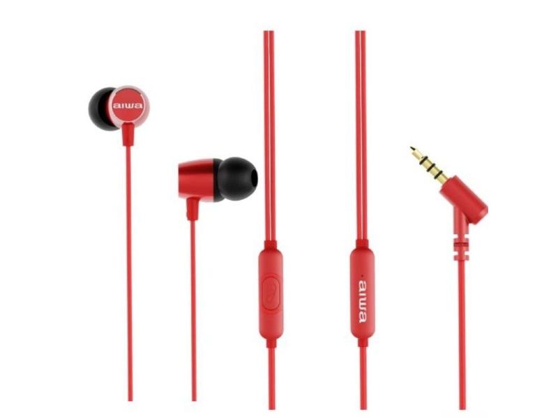 Auriculares Intrauditivos Aiwa ESTM-30RD/ con Micrófono/ Jack 3.5/ Rojo