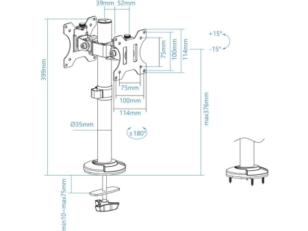 Soporte para 2 Monitores TooQ DB1132TN-B/ hasta 8kg