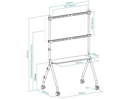 Soporte de Suelo con Ruedas TooQ iLOVE FS20207M-W para TV de 49-80'/ hasta 50kg