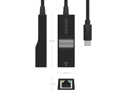 Adaptador USB 3.1 Aisens A106-0765/ USB-C Macho - RJ45 Hembra/ 11cm/ Negro