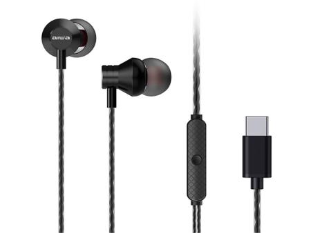 Auriculares Intrauditivos Aiwa ESTM-50USB-C/BK/ con Micrófono/ USB Tipo-C/ Negro