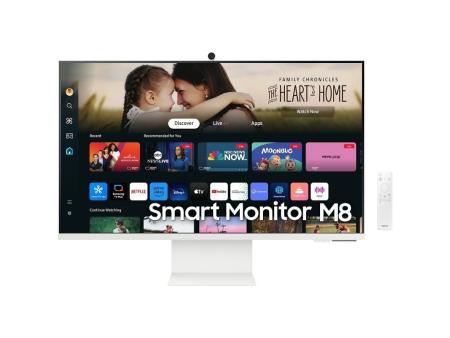 Smart Monitor Samsung M8 S32DM801UU 32'/ 4K/ Smart TV/ Webcam/ Multimedia/ Regulable en altura/ Blanco