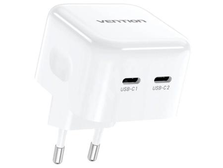 Cargador Gan de Pared Vention FBPW0-EU/ 2xUSB Tipo-C/ 35W