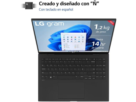 Portátil LG Gram 16Z90R-E AD78B Intel Core i7-1360P/ 32GB/ 1TB SSD/ GeForce RTX 3050/ 16'/ Win11