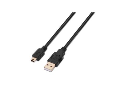 Cable USB 2.0 Aisens A101-0025/ USB Macho - USB Mini/ Hasta 2.5W/ 60Mbps/ 1.8m/ Negro