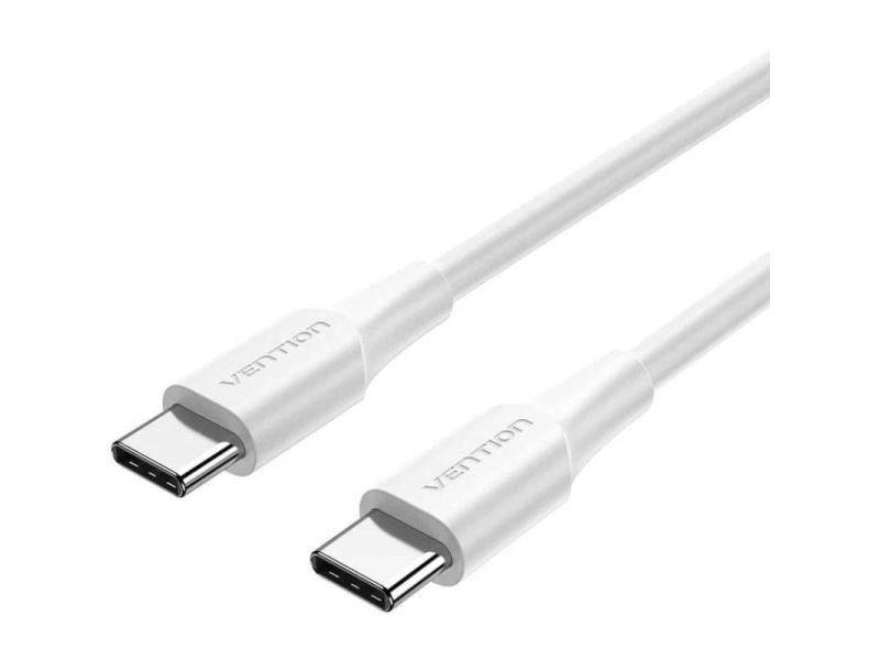 Cable USB 2.0 Tipo-C 3A Vention TRCWH/ USB Tipo-C Macho - USB Tipo-C Macho/ Hasta 60W/ 480Mbps/ 2m/ Blanco