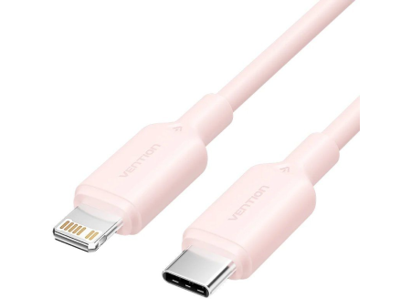 Cable USB 2.0 Tipo-C Lightning Vention LAKPH/ USB Tipo-C Macho - Lightning Macho/ Hasta 27W/ 480Mbps/ 2m/ Rosa