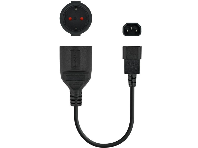 Adaptador Alimentación Nanocable 10.22.0902/ C14 Macho - CEE7 Hembra/ 50cm/ Negro