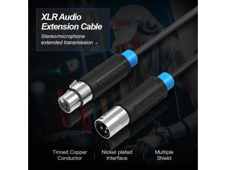 Cable Estéreo Vention BBFBH/ XLR Macho - XLR Hembra/ 2m/ Negro