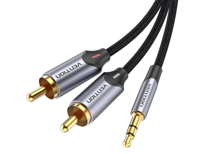 Cable Audio Vention BCNBG/ 2x RCA Macho - Jack 3.5 Macho/ 1.5m/ Gris