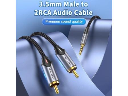 Cable Audio Vention BCNBG/ 2x RCA Macho - Jack 3.5 Macho/ 1.5m/ Gris