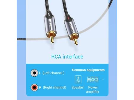 Cable Conversor Vention BGUHG/ 2x RCA Macho - USB Tipo-C Macho/ 1.5m/ Gris