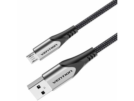 Cable USB 2.0 Vention COAHH/ microUSB Macho - USB Macho/ Hasta 60W/ 480Mbps/ 2m/ Gris