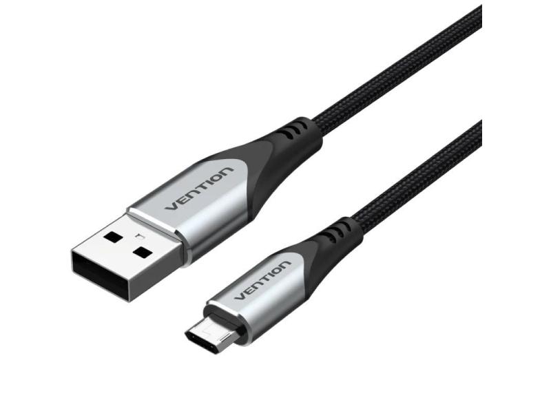 Cable USB 2.0 Vention COCHF/ microUSB Macho - USB Macho/ 480Mbps/ 1m/ Gris