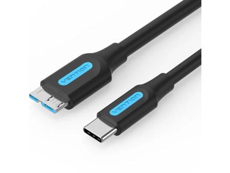 Cable USB 3.0 Vention CQABD/ microUSB Macho - USB Tipo-C Macho/ 5Gbps/ 50cm/ Negro