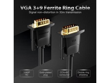 Cable VGA Vention DADBH/ VGA Macho - VGA Macho/ 2m/ Negro