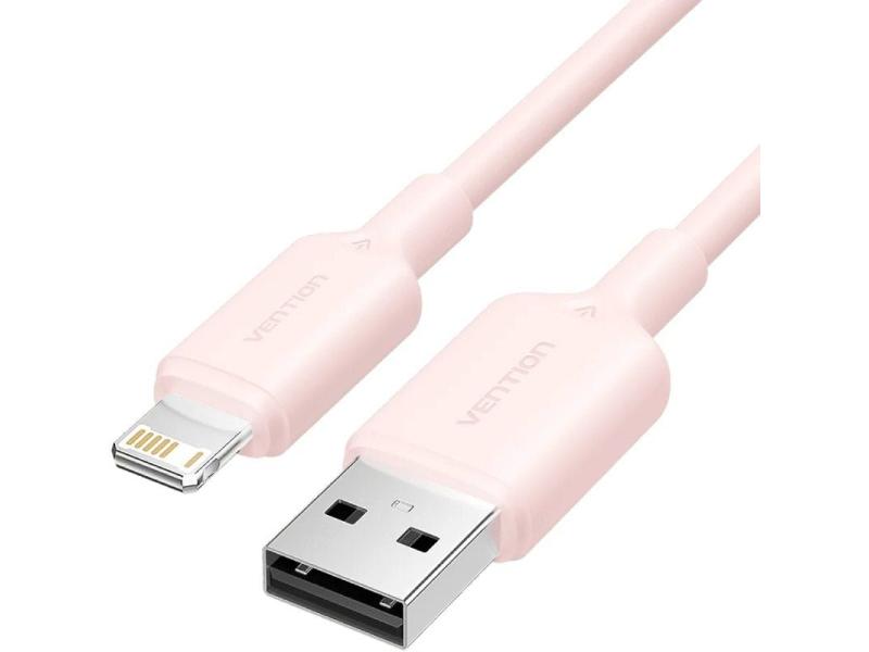 Cable USB 2.0 Lightning Vention LAMPF/ USB Macho - Lightning Macho/ 480Mbps/ 1m/ Rosa