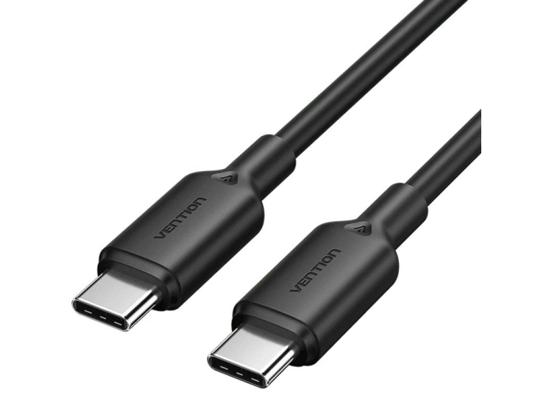 Cable USB 2.0 Tipo-C 3A Vention TRCBF/ USB Tipo-C Macho - USB Tipo-C Macho/ Hasta 60W/ 480Mbps/ 1m/ Negro