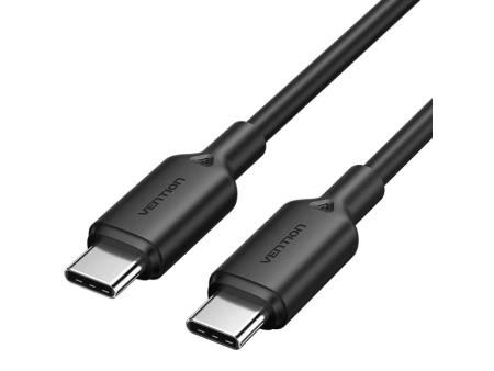 Cable USB 2.0 Tipo-C 3A Vention TRCBH/ USB Tipo-C Macho - USB Tipo-C Macho/ Hasta 60W/ 480Mbps/ 2m/ Negro