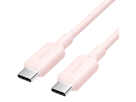 Cable USB 2.0 Tipo-C 3A Vention TRCPF/ USB Tipo-C Macho - USB Tipo-C Macho/ Hasta 60W/ 480Mbps/ 1m/ Rosa