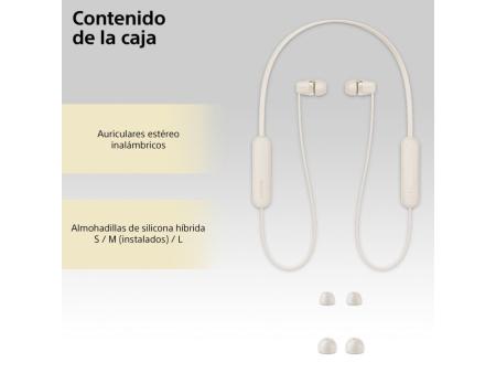 Auriculares Inalámbrico Intrauditivos Sony WI-C100/ con Micrófono/ Bluetooth/ Beige