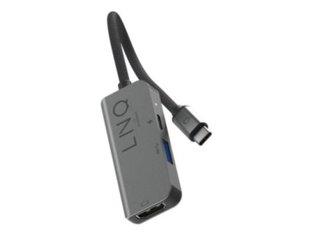 Docking USB Tipo-C Linq LQ48000/ 1x USB Tipo-C Macho/ 1x HDMI 4K Hembra/ 1x USB/ USB Tipo-C PD/ Gris