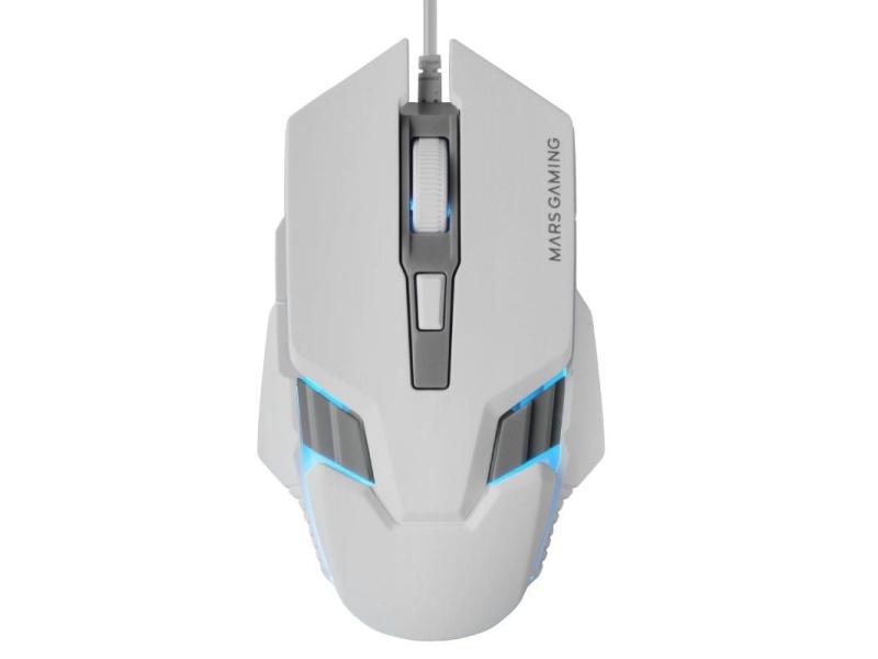 Ratón Gaming Mars Gaming MM024/ Hasta 4000 DPI/ Blanco