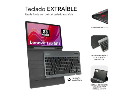 Funda con Teclado Subblim Keytab Pro Bluetooth para Lenovo Tab M11 de 11'/ Negra