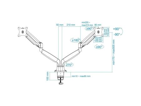 Soporte para 2 Monitores TooQ DB3132TNR-S/ hasta 9kg