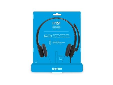 Auriculares Logitech H151/ con Micrófono/ Jack 3.5/ Negros