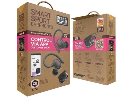 Auriculares Deportivos Bluetooth Muvit iO Smart True Wireless Sport ENC con estuche de carga/ Autonomía 6h/ Negros