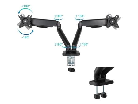 Soporte para 2 Monitores TooQ DB5132TNR-B/ hasta 9kg