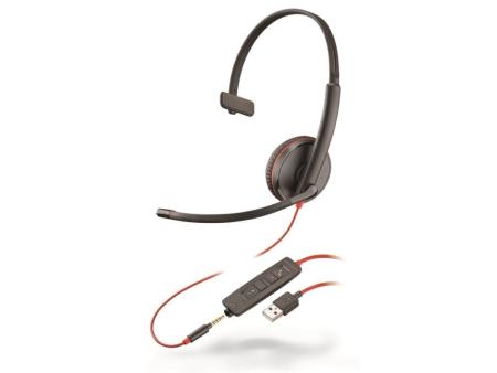 Auriculares Plantronics Blackwire C3215/ con Micrófono/ Jack 3.5/ USB/ Negros