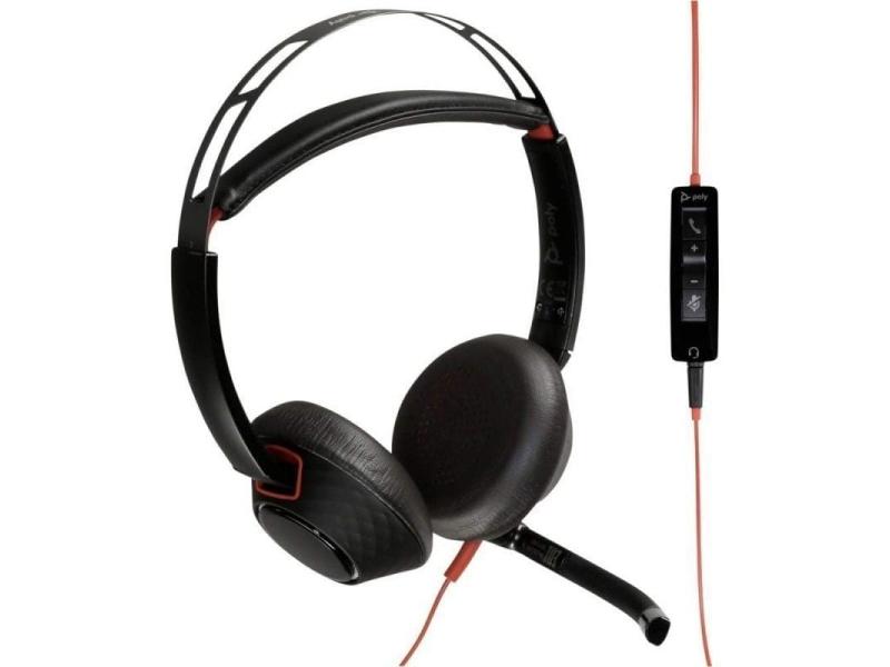 Auriculares Plantronics Blackwire C5220/ con Micrófono/ Jack 3.5/ USB/ Negros