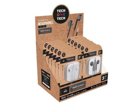 Expositor de Auriculares Tech One Tech EarTECH TEC1003 / con Micrófono/ Jack 3.5/ Incluye 6 Auriculares Blancos y 6 Auriculares 