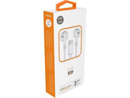 Auriculares Intrauditivos Tech One Tech earTECH TEC1301/ con Micrófono/ USB Tipo-C/ Blancos